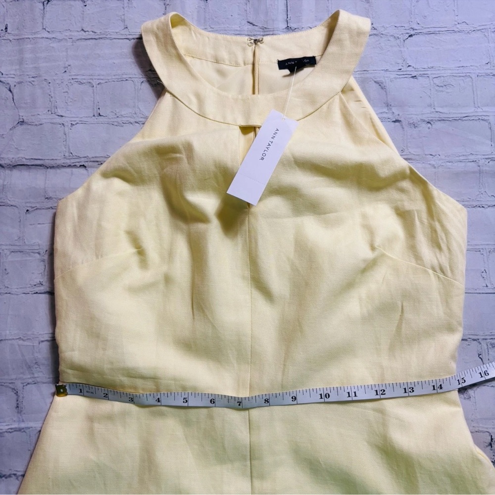 Ann Taylor Size 2 Linen Cotton Lined Midi Dress Buttercream Yellow Halter NWT - Picture 10 of 12